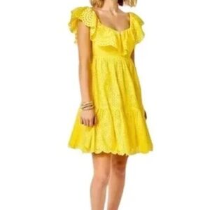Lilly‎ Pulitzer Asteria Eyelet 00 Yellow Babydoll Dress in Resort Yellow